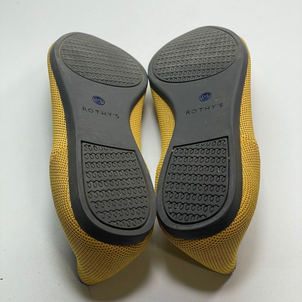 Rothy's Pointed Flats Mustard Yellow Knit Comfortable Shoes W9 - Picture 4 of 5